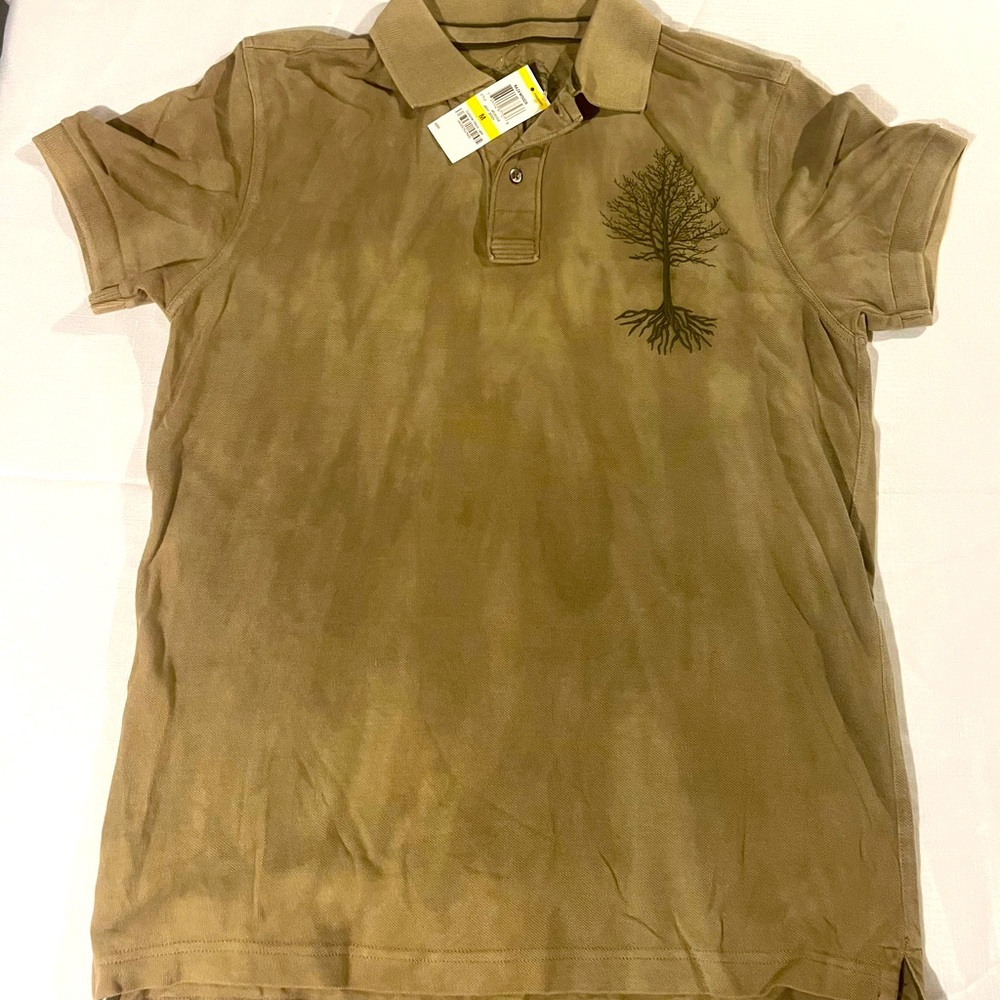 American  Rag  Army Green Tree Covered Medium Polo Shirt- W/Tag